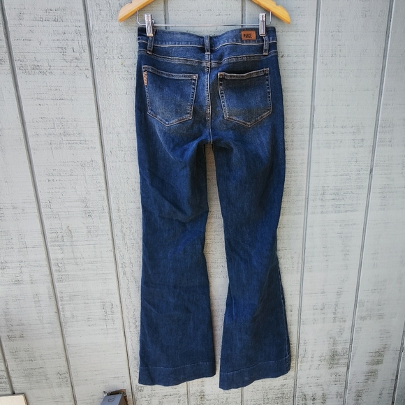 Paige Center Seam Flare High Rise Jeans sz 28 Dark Wash Blue Western Boho Cowgir - Picture 6 of 10
